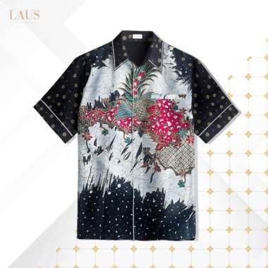 Lausboutique Kemeja Batik Pria Short Sleeve-Regular Fit-Seri Klaten Klaten hitam XXL