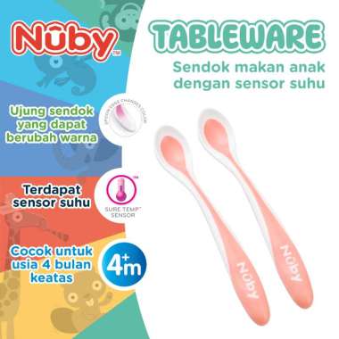 Nuby 2 Pack Heat Sensor Spoon Orange/ Sendok makan bayi isi: 2pc