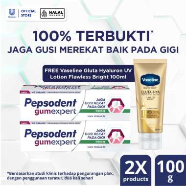 Buy 2 Pepsodent Pasta Gigi Gum Expert Fresh [100 g] Free Vaseline Gluta Hyaluron UV Lotion Flawless 