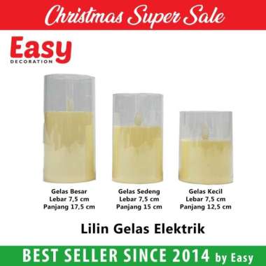 Lilin Gelas Bening Led Elektrik Goyang/Electric 15 Cm