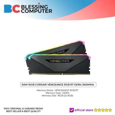 RAM 16GB CORSAIR VENGEANCE RGB RT DDR4 3600MHz ( 2x8GB )