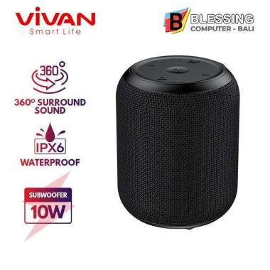 Speaker Bluetooth 5.0 VIVAN VS12 Waterproof Surround Sound - Black