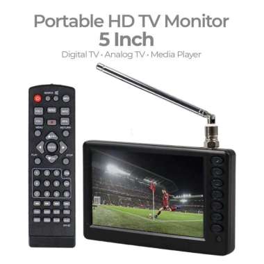 Taffware Portable HD TV Monitor 5 Inch DVB-T2 + Analog D5 Murah Termurah Lcd Seken Harga Televisi St