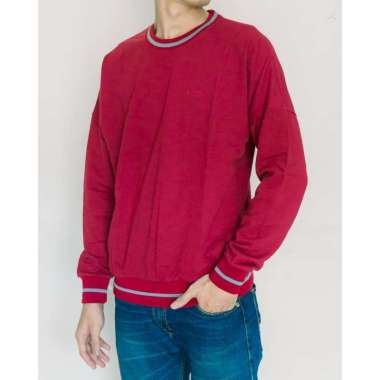 Sweater Crewneck IEBE Lengan Panjang Casual J7AM8034 Maroon Maroon M