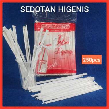 sedotan plastik tekuk bengkok steril higienis bungkus kertas Putih Hitam