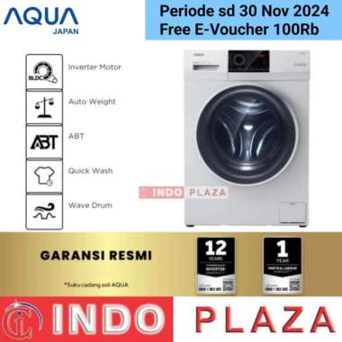 MESIN CUCI FRONT LOADING AQUA 8.5 Kg FQW-850829QD INVERTER