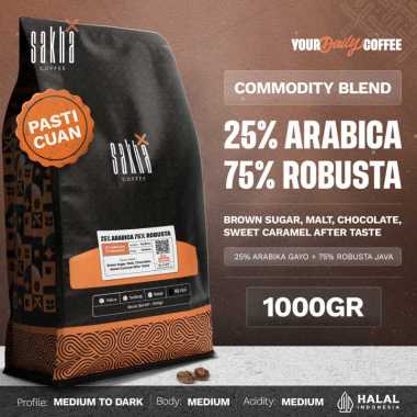 BIJI KOPI 25% ARABICA 1KG Commercial Espresso Blend By Sakha Coffee Roastery Biji Kopi