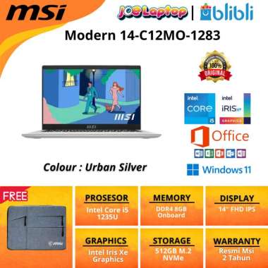 MSI Modern 14-C12MO-1283 Urban Silver i5 1235U Win11 OHS