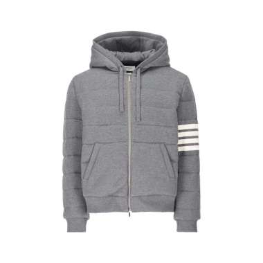 Thom Browne 4-Bar Zip Up Padded Hoodie Medium Grey Grey 3