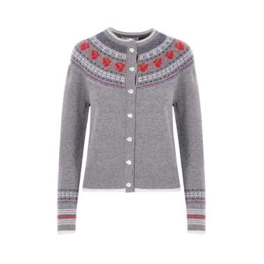 Thom Browne Rose Wool and Mohair Cardigan Light Grey 42 Grey