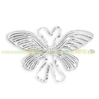 Balon Foil Sayap Kupu-Kupu Dekorasi Ulang Tahun Butterfly Wing Balloon Silver
