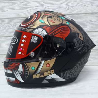 HELM NJS ZX1 ZX-1 MOTIF BARONG BLACK DOFF L
