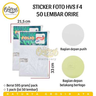 1 PAK (50 LEMBAR) STICKER FOTO HVS F4 50LBR / STIKER MATTE / STICKER LABEL ORIRE