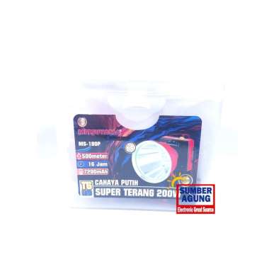 Mitsuyama Senter Kepala 200W MS180P Ring 95 Tahan Air Hujan Menerangi Jarak 500M 500 Meter MS180