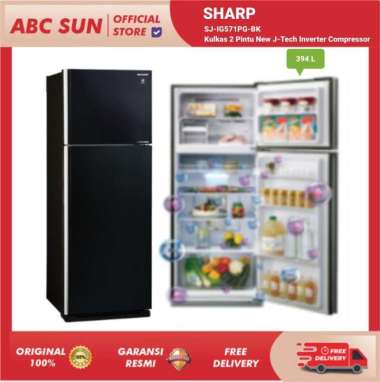 Sharp SJ-IG571PG-BK Kulkas 2 Pintu Big Refrigator New J-Tech Inverter Compressor