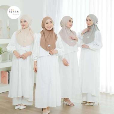 KENAN - Dzavina Instan Hijab Bergo Non Ped Tali Size M Jersey DZAVINA PUTIH