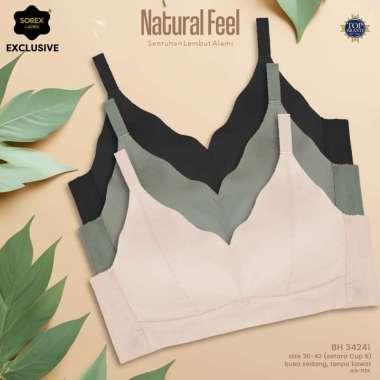Sorex Exclusive Bra Natural Feel Tanpa Kawat Kait 3 Cup B Cup 3/4 BH 34241 Rose 40