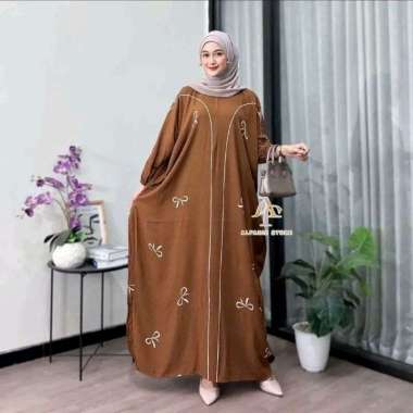KAFTAN RAYON JUMBO PITALOKA LD 180CM FASHION MUSLIM LENGAN PANJANG Allsize PITALOKA coklat