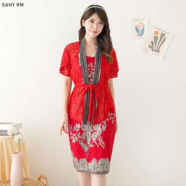 Evercloth Sany RM Dress Batik Wanita Brukat Dress Wanita Kebaya Wanita L