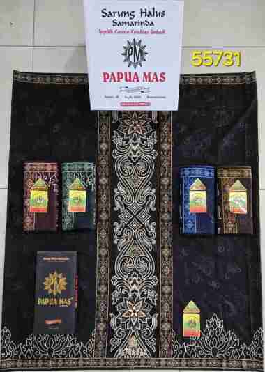 (BONUS DUS) Sarung Batik Pria PAPUA MAS Terbaru Anti Kusut Bahan Halus Licin Tebal Samarinda 55371 b