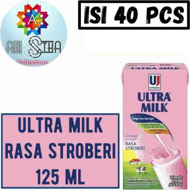 Ultra Milk Susu UHT 125 ML 1 Dus isi 40 Pcs Stroberi