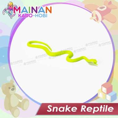 KADO HADIAH ULANG TAHUN MAINAN ANAK PRANK MINIATUR ULAR KARET SNAKE REPTILE 1 PCS MAINAN ULAR HIJAU