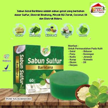Bariklana Sabun Sulfur untuk atasi Masalah Kulit Gatal-Panu-Kadas-Kurap-Eksim-Herpes-Biduran-Jerawat
