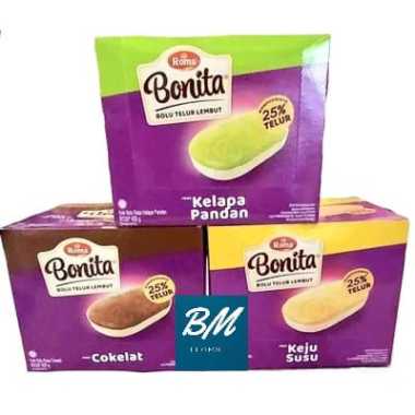 Roma Bonita Bolu Telur 1 Box isi 12 Pcs Kelapa Pandan