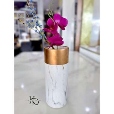 ZELE Vas Bunga Keramik Motif Marmer Vas Bunga Estetik Vas Bunga Plastik Vas Bunga Mewah Aesthetic