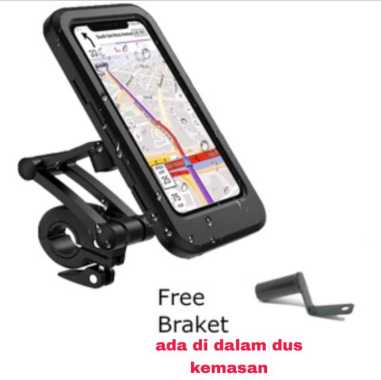 PREMIUM Dudukan Holder Hp Motor Waterproof Anti Air Kuat Kokoh Untuk Pemasangan Di Stang Motor / Tem