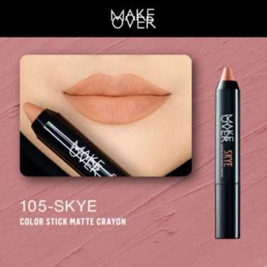 MAKE OVER Color Stick Matte Crayon 2.6 g - Lipstick Bibir Matte untuk Base Ombre BEST SELLER 105 Sky