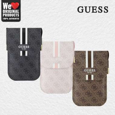 Universal Wallet Tas Handphone GUESS PU 4G Stripes Brown