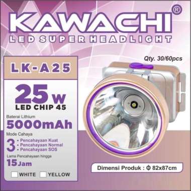 SENTER CAS KEPALA 25W LK-A25 PUTIH/KUNING KAWACHI PUTIH