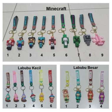 Gantungan Kunci Karakter Gantungan Tali Karet Strap Kunci Motor Mobil Tas Keychain MInecraft 4