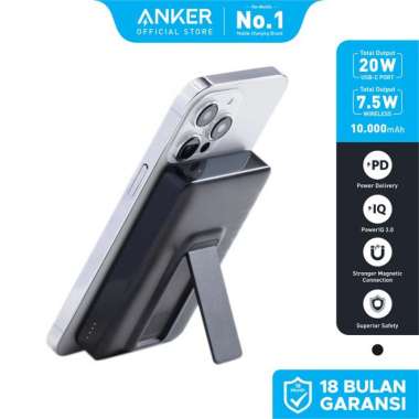 Powerbank Anker Maggo Magnetic With Kickstand (10000 mAh, 20W)- A1652 Black
