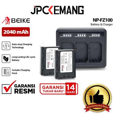 JPC KEMANG Beike Power NP-FZ100 Dual Battery + Charger for Sony Camera Baterai Sony NPFZ100 GARANSI