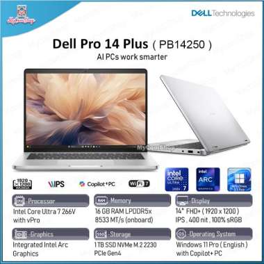 Dell Pro 14 Laptop Intel Core Ultra 7 16GB RAM 1TB SSD Hitam