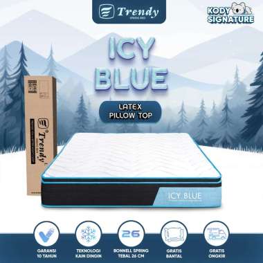 Kody Trendy Icy Blue Latex Pillow Top 26cm - Kasur Spring Bed Dingin Bonnell Spring Vacuum Dalam Box
