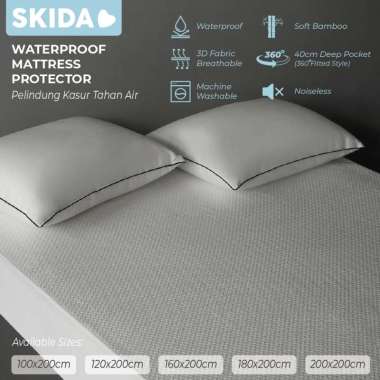 SKIDA Bamboo Jacquard Waterproof Mattress Sheet Protector Pelindung Sprei Bambu Tahan Air Ompol SKID