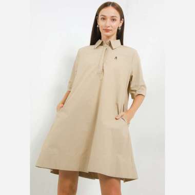 Hush Puppies Carlene Mini Mini A-Line Shirt Dress Wanita L Khaki