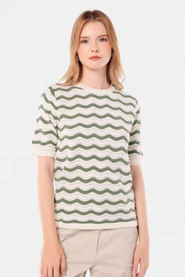 MINIMAL - Melinda - Atasan Rajut Motif Chevron - Green L Green