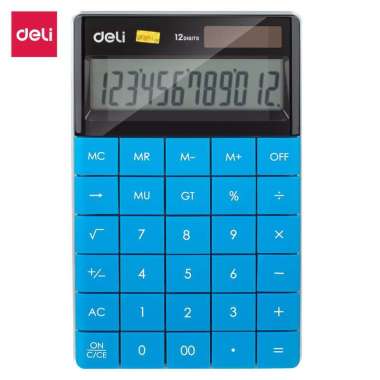Deli Kalkulator Scientific 12 Digit Dua Power (Solar Cell + Battery LR44) Kalkulator Lucu Blue