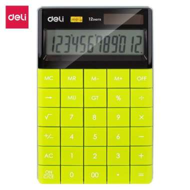 Deli Kalkulator Scientific 12 Digit Dua Power (Solar Cell + Battery LR44) Kalkulator Lucu Green