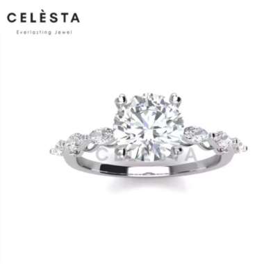 Berlian Moissanite Le Sylvie Ring [GRA CERTIFICATE MOISSANITE DIAMOND] - Cincin 1CT Moissanite Diamo