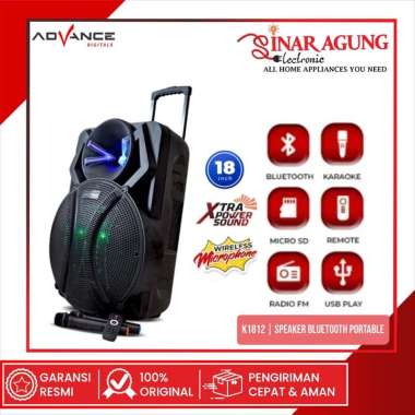 ADVANCE K1812 SPEAKER BLUETOOTH PORTABLE 18 INCH - GARANSI