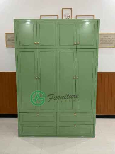 Lemari Pakaian 4 Pintu Isra Model Susun Dengan Laci Minimalis