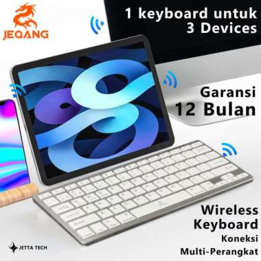 JEQANG Keyboard Bluetooth 3 in 1 Wireless Keyboard untuk PC, Tablet, HP, Charge USB-C atau Micro USB