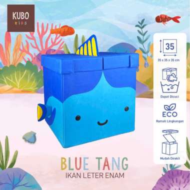 KUBO KIDS Kotak Penyimpanan Mainan Anak Ukuran 35x35x35 cm - Ocean Series Karakter Ikan Leter Enam/B