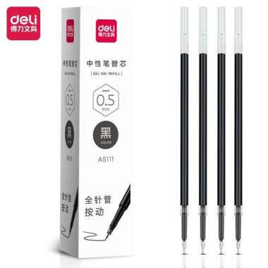 Deli Isi Tinta Pulpen Gel Cetek / Retracable Gel Ink REFILL A511 5PCS Hitam