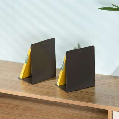 Deli E9262 Book End/Penahan Buku-Metal Book End 190mm Abu-abu